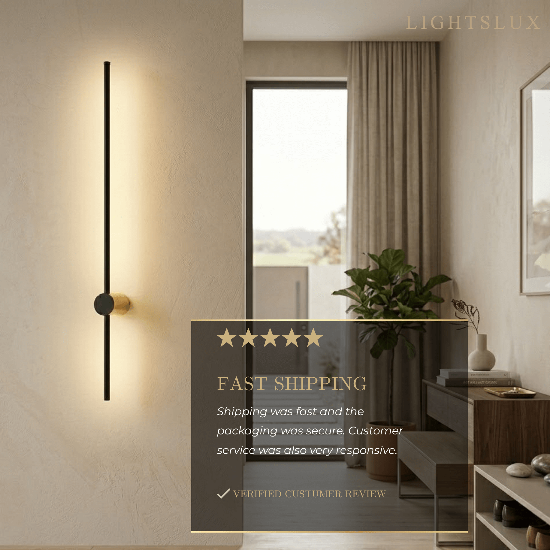 Minimalist Linear Wall Lamp – Black Modern Light for Living/Bedroom