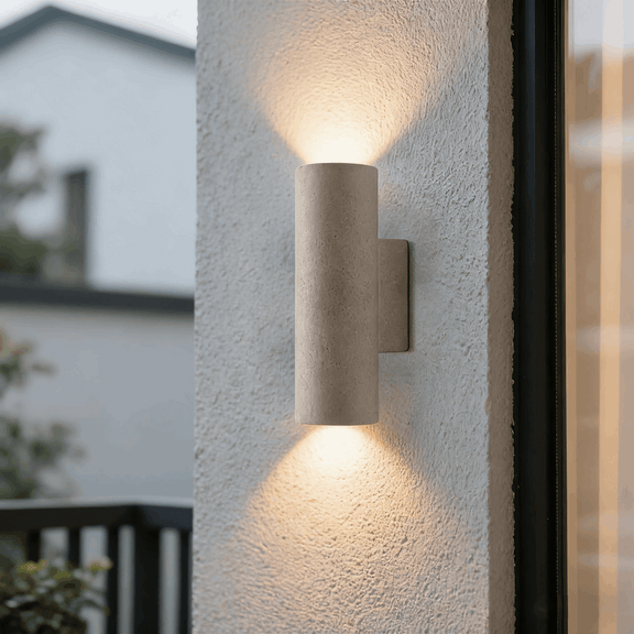 Arcato Modern Outdoor Wall Lamp- White Cement Cylindrical Light for Courtyard