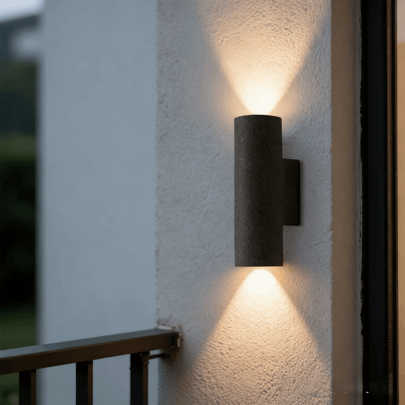 Arcato Modern Outdoor Wall Lamp- Black Cement Cylindrical Light for Courtyard