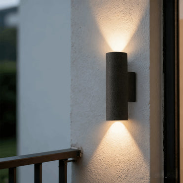 Arcato Modern Outdoor Wall Lamp- Black/White Cement Cylindrical Light for Courtyard