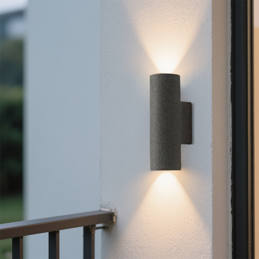 Modern Black Outdoor Wall Lamp Cement Cylindrical Courtyard