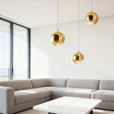 Modern Ball Pendant Light – Gold/Silver Metal/Acrylic for Bedroom
