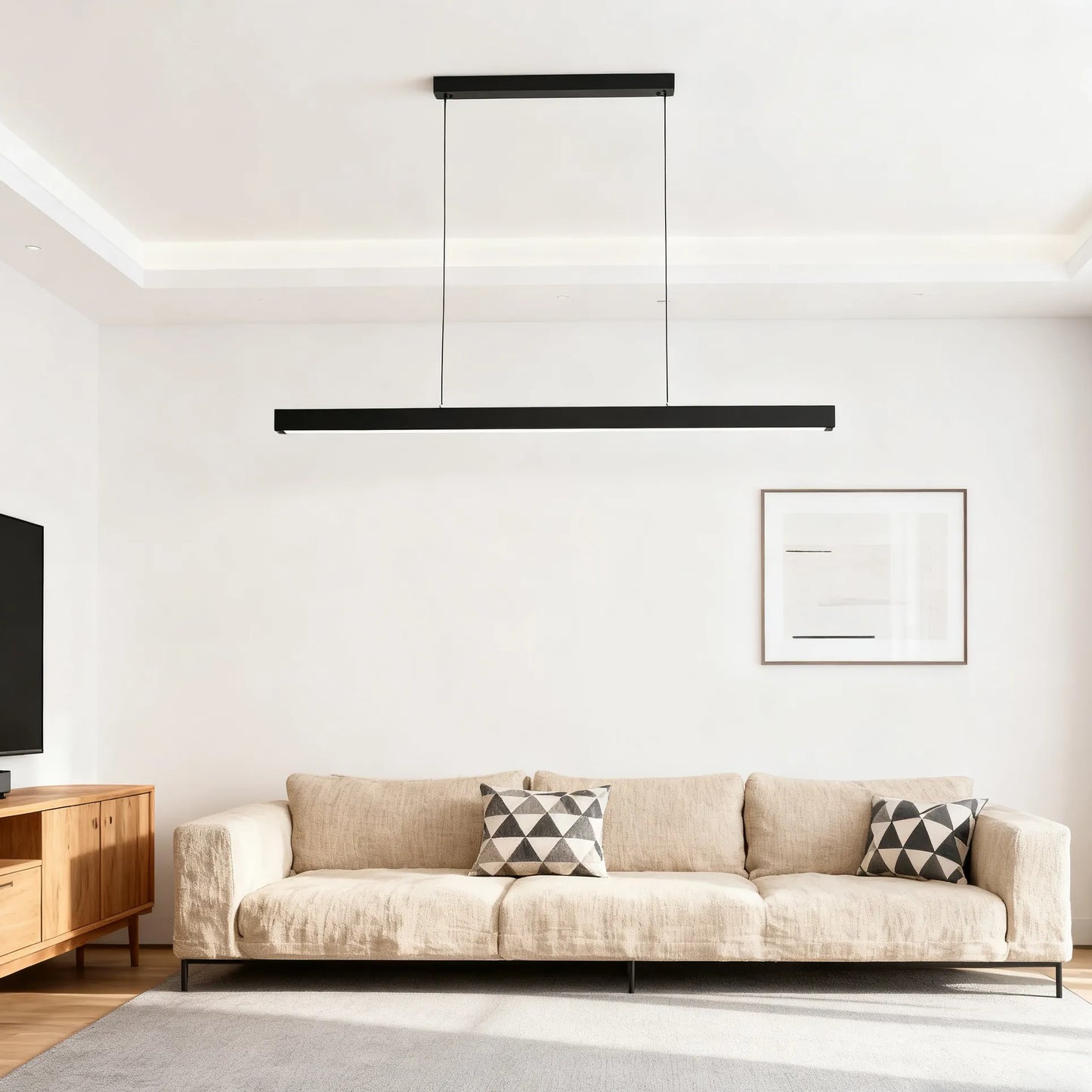 Minimalist Dimmable Linear Pendant Light  Black