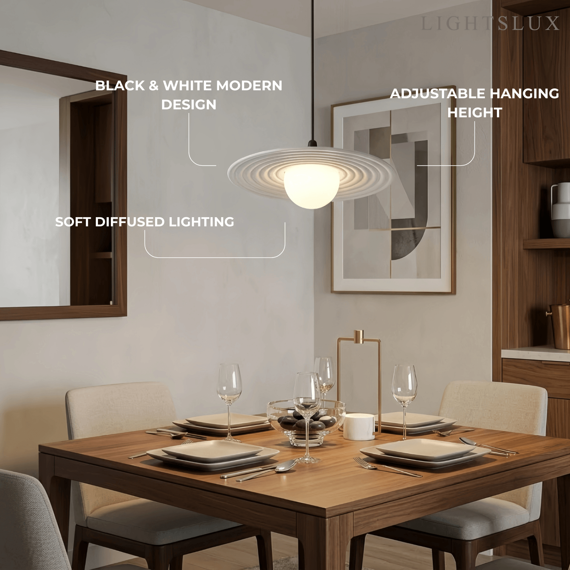 Arcato Modern Black/White Pendant Light