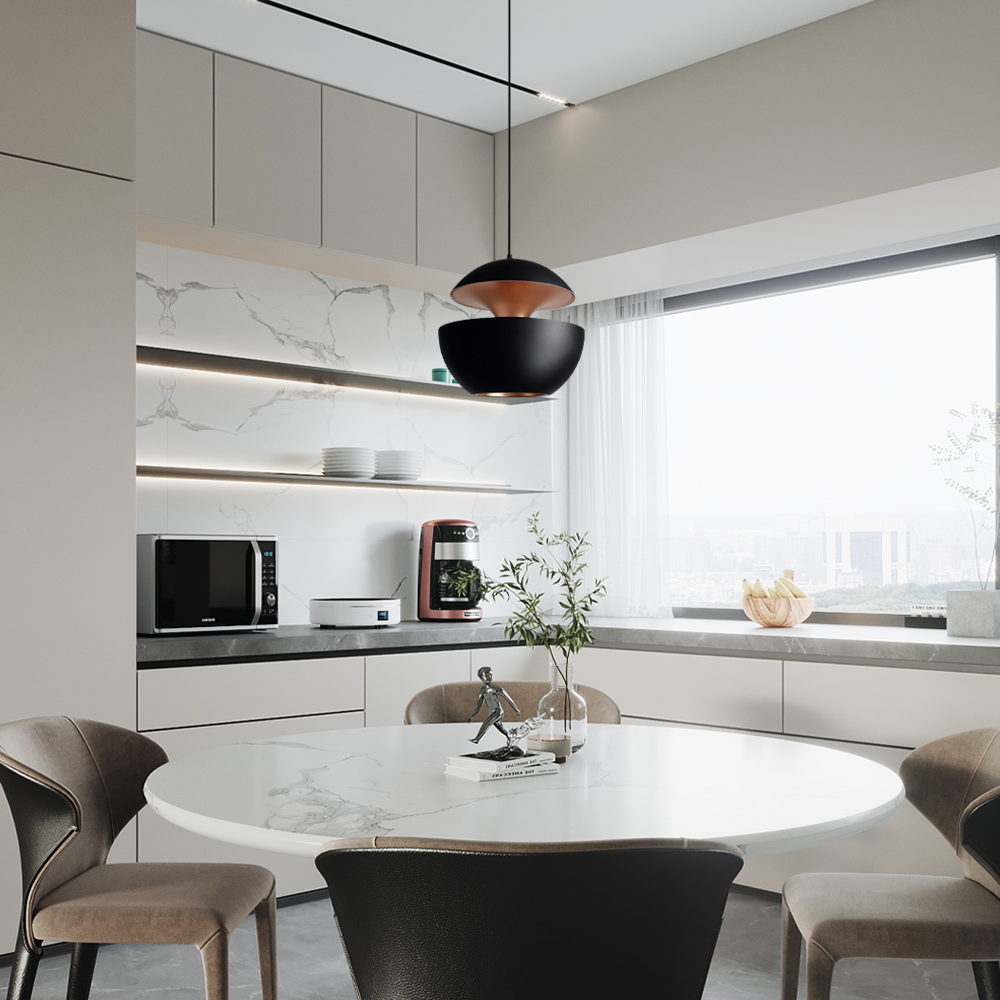 Modern Large Black Globe Pendant Light for Dining Room