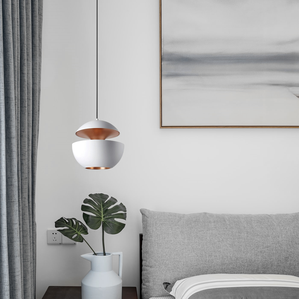Modern Small White Globe Pendant Light for Bedroom