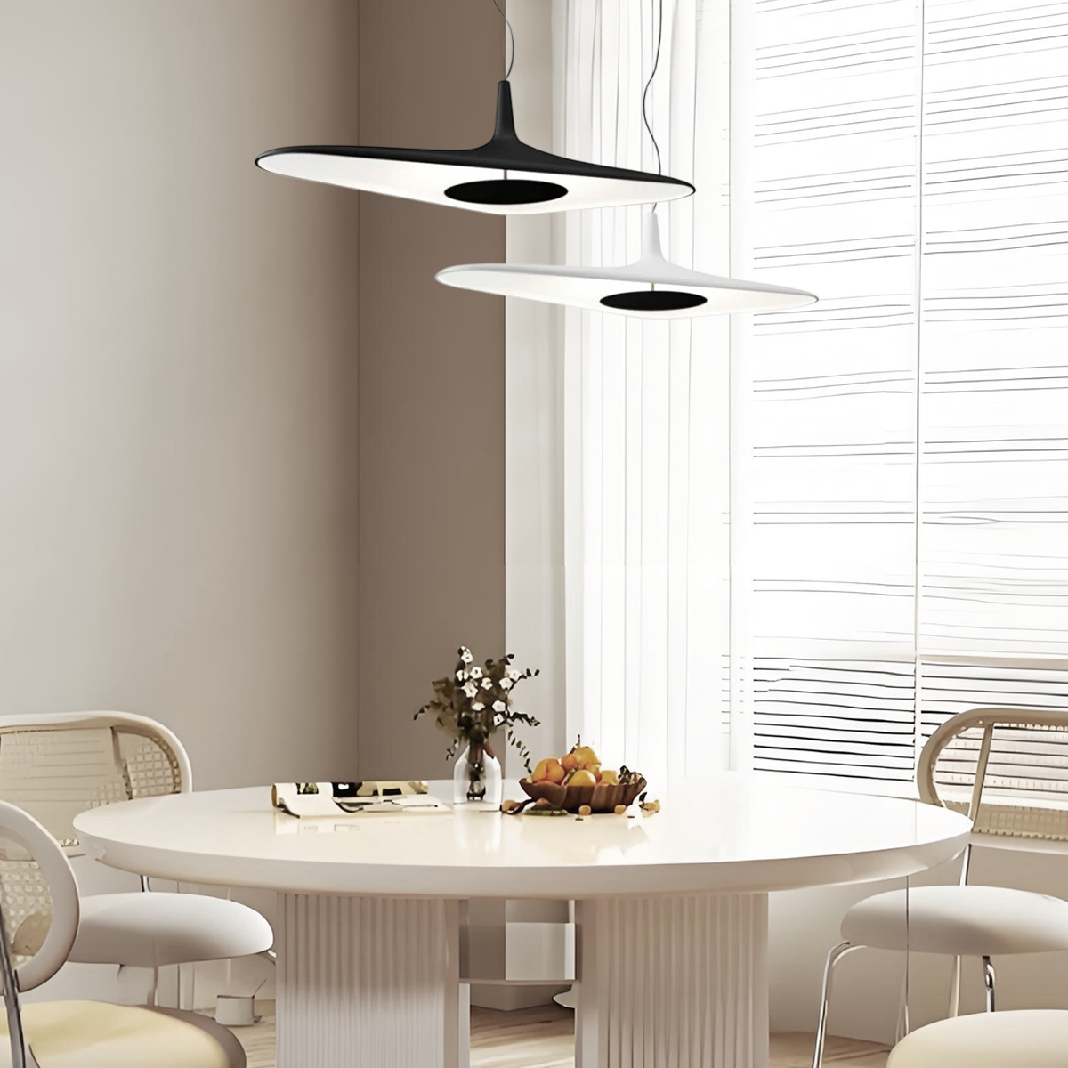 Modern Hooded Pendant Light – White/ Black