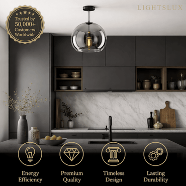 Vetro Modern Globe LED Ceiling Light/Pendant Light – Black/Gold for Hallway