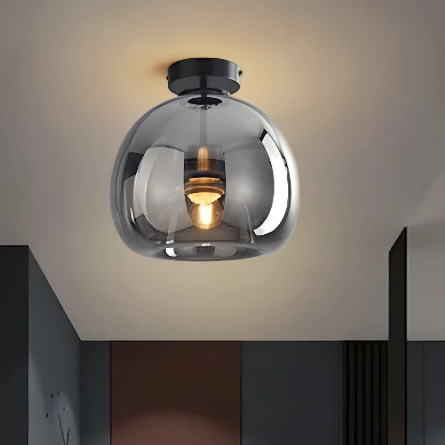 Vetro Modern Globe LED Ceiling Light/Pendant Light – Black/Gold for Hallway