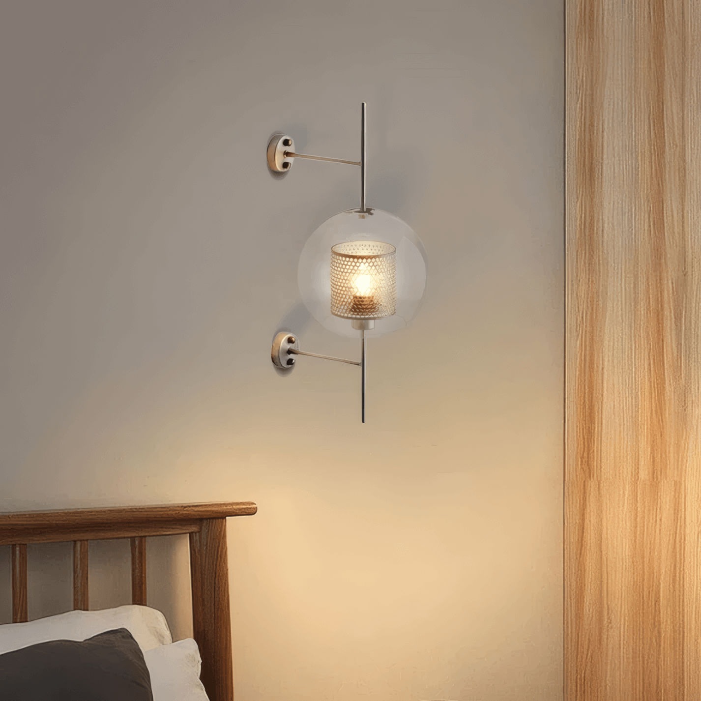 Royal Glass Wall Lamp - Silver Accents for Living Room/Bedroom