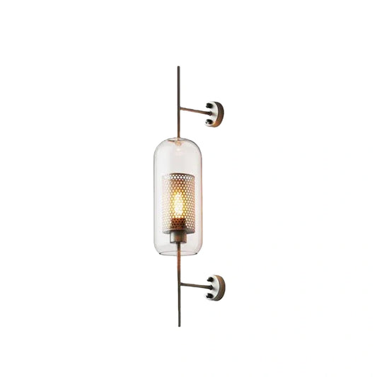 Vetro Royal Glass/Copper Wall Lamp - Silver Accents for Living Room/Bedroom
