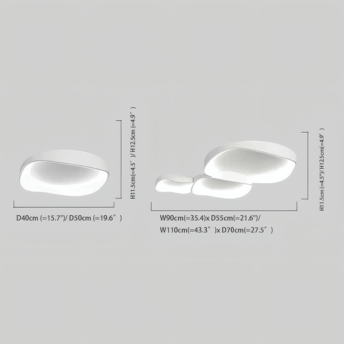 Modern White Wave Ceiling Light Dimension