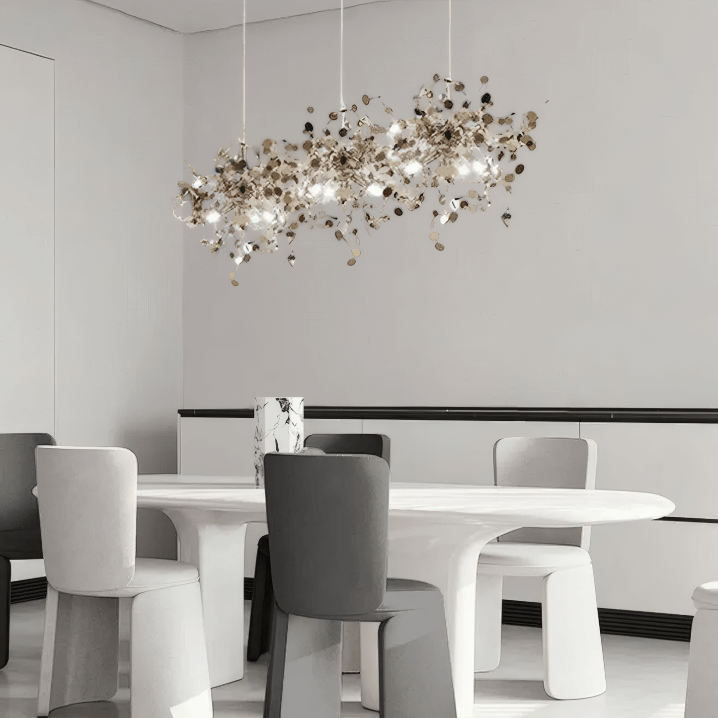 Art Deco Silver Chandelier Cluster Rectangular Dining Room