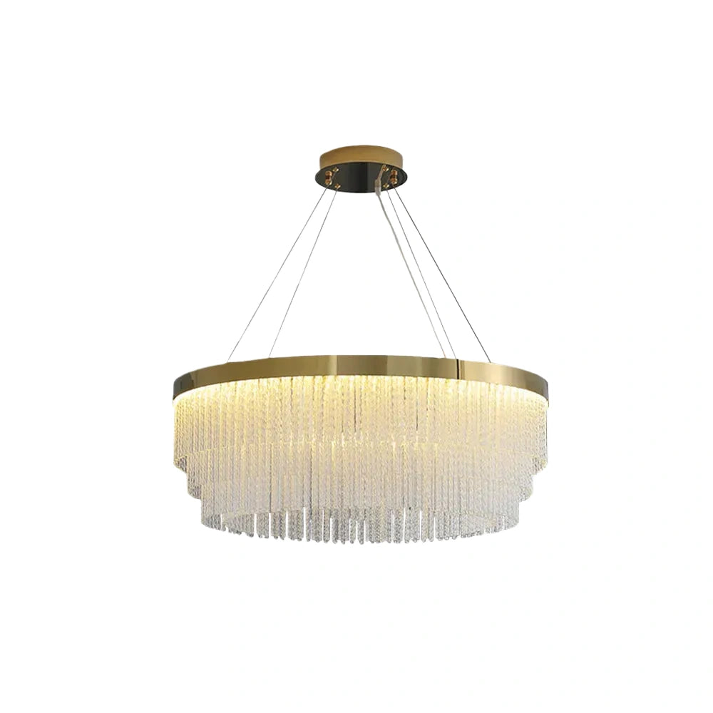 Excelis Royal Crystal Pendant Light - Gold Metal with Tassel for Bedroom/Dining room