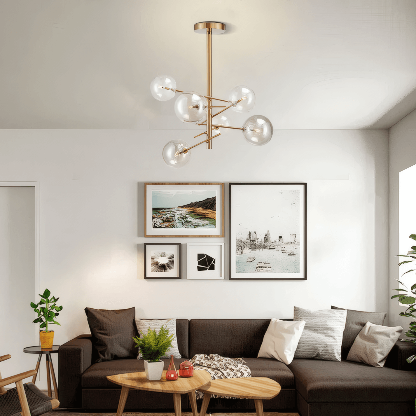 Modern Gold Chandelier for Living Room 6 Head