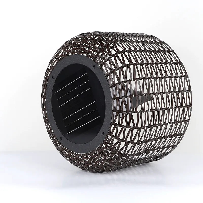 Vintage Rattan Outdoor Floor Lamp Solar