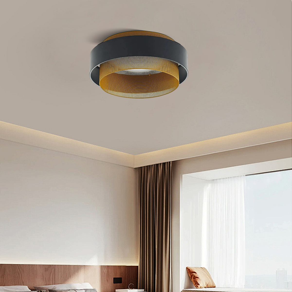 Ceiling Light — Metal & Acrylic Annular Design for Dining Room