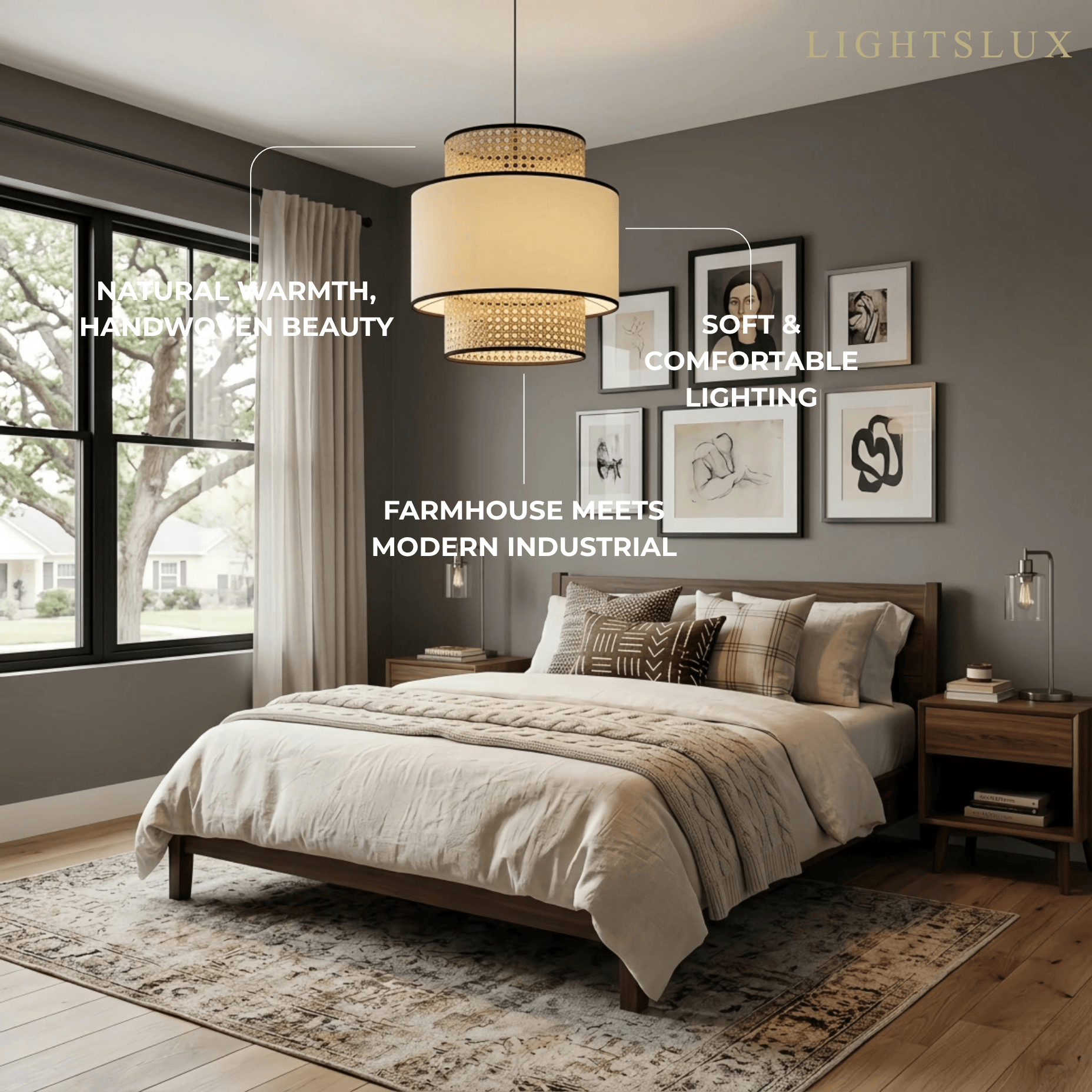 Farmhouse Pendant Light - Fabric