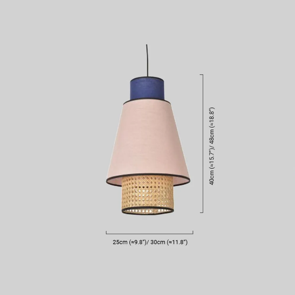 Bamburo Farmhouse Cylindrical Pendant Light - Fabric