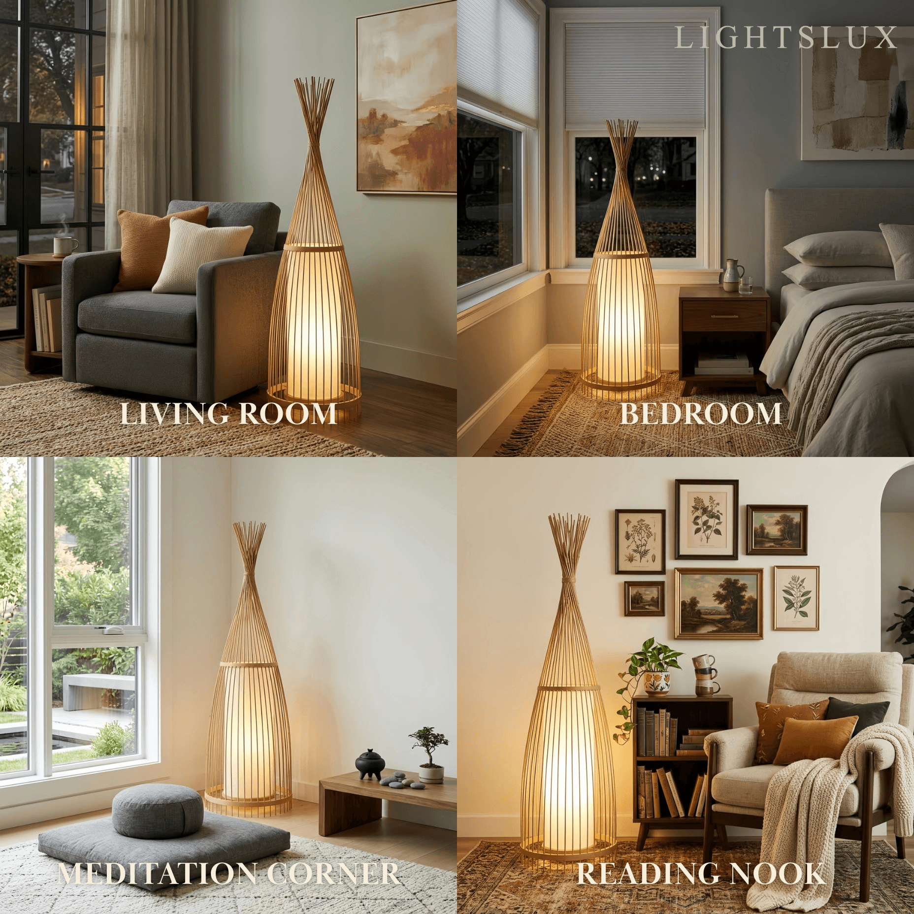 Zenno Designer Bamboo Floor Lamp