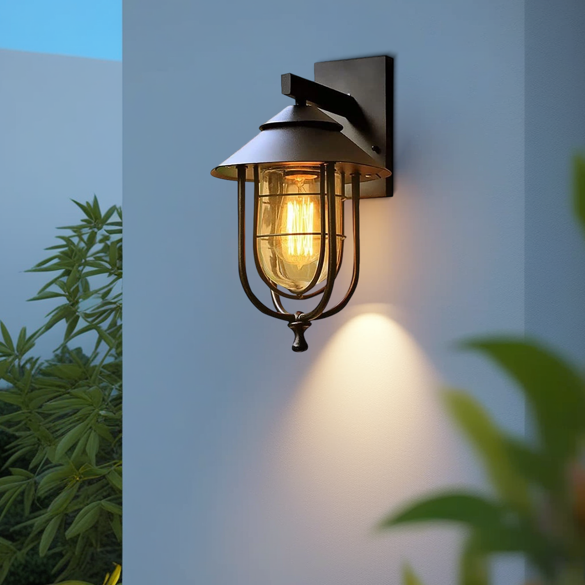 Industrial Black Outdoor Wall Lamp-Cage