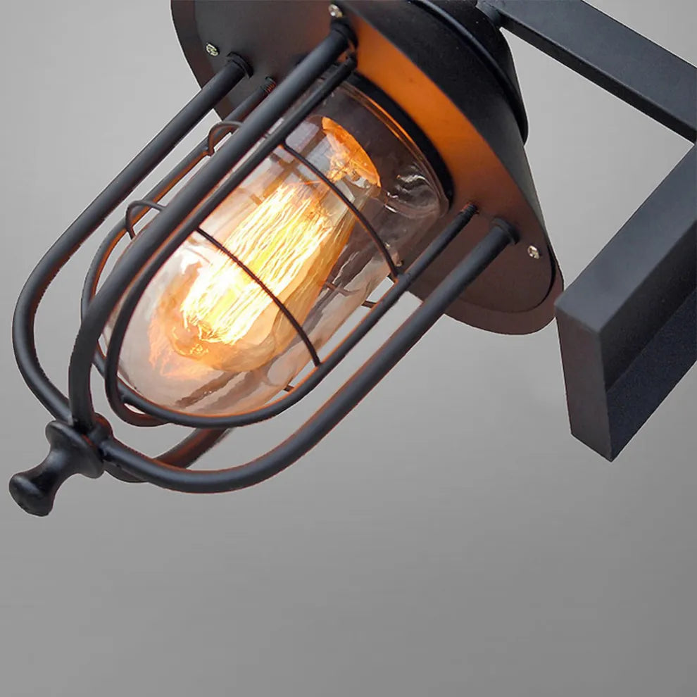 Industrial Metal Outdoor Wall Lamp with Sturdy metal frame and glass shade