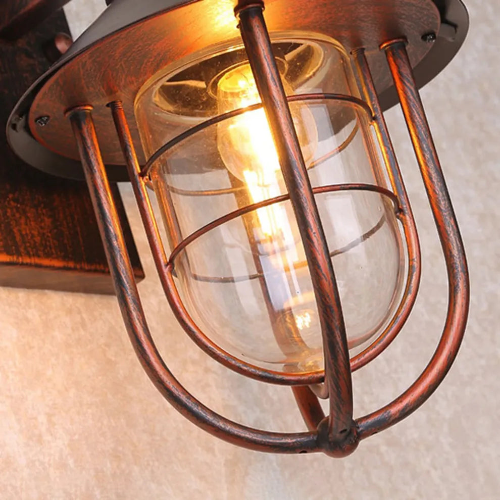 Industrial Rust Outdoor Wall Lamp with