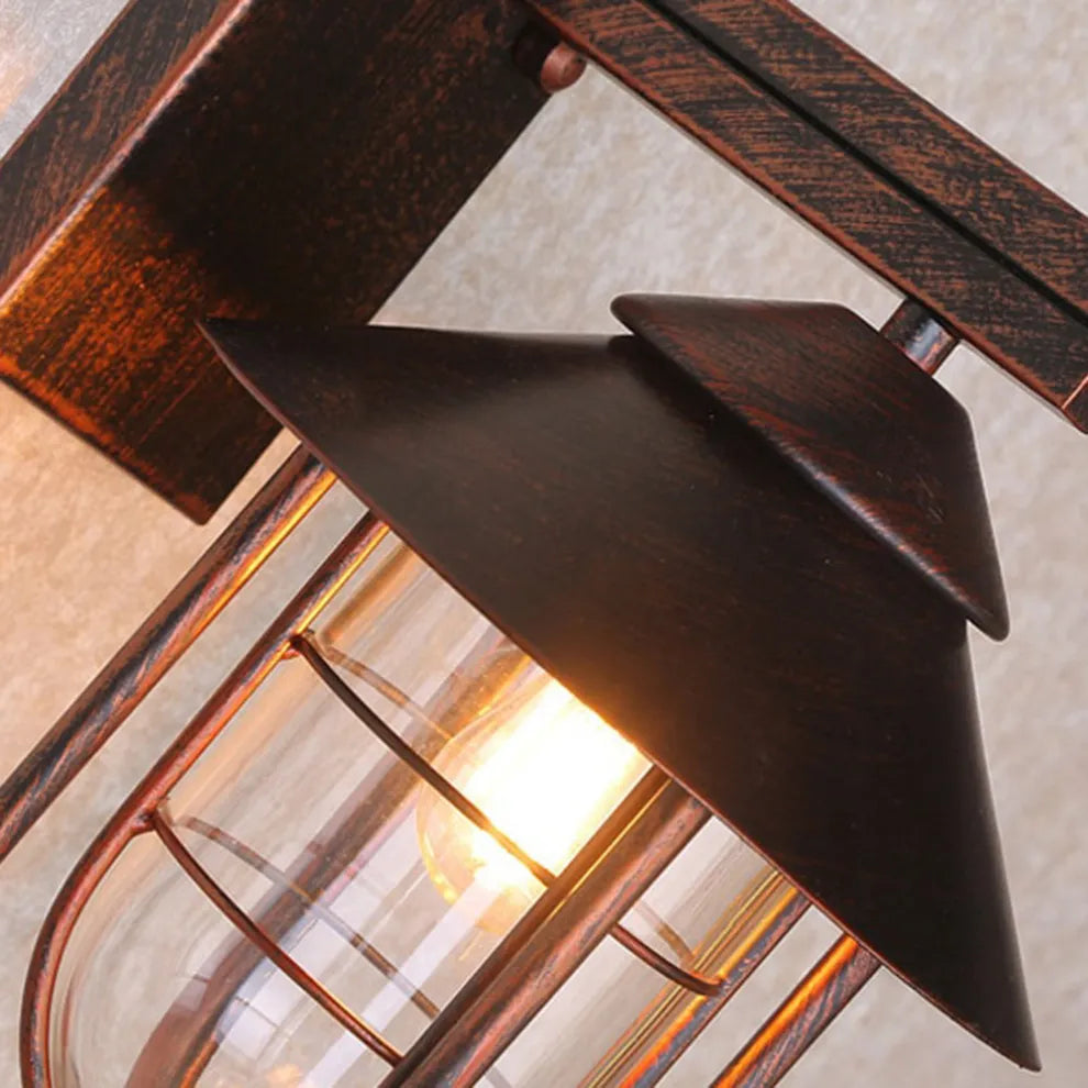Industrial Rust Outdoor Wall Lamp with metal Top cover