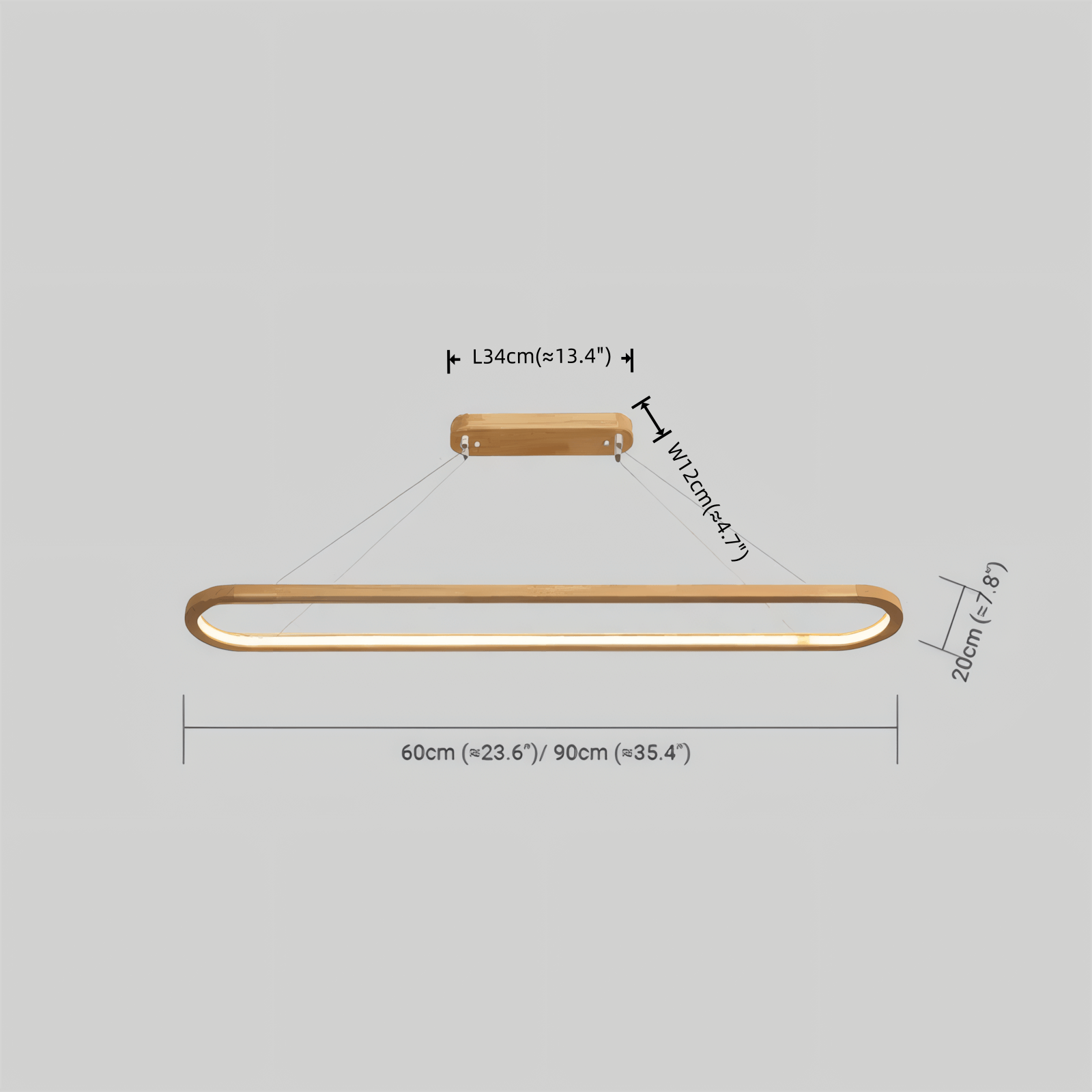 Lámpara colgante minimalista de madera Zenno - Diseño ovalado LED para sala de estar/comedor