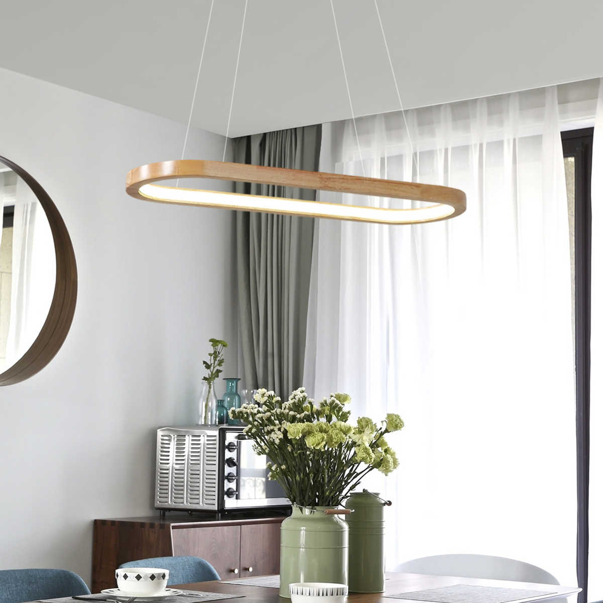 Minimalist Wooden Pendant Light for Dining Room