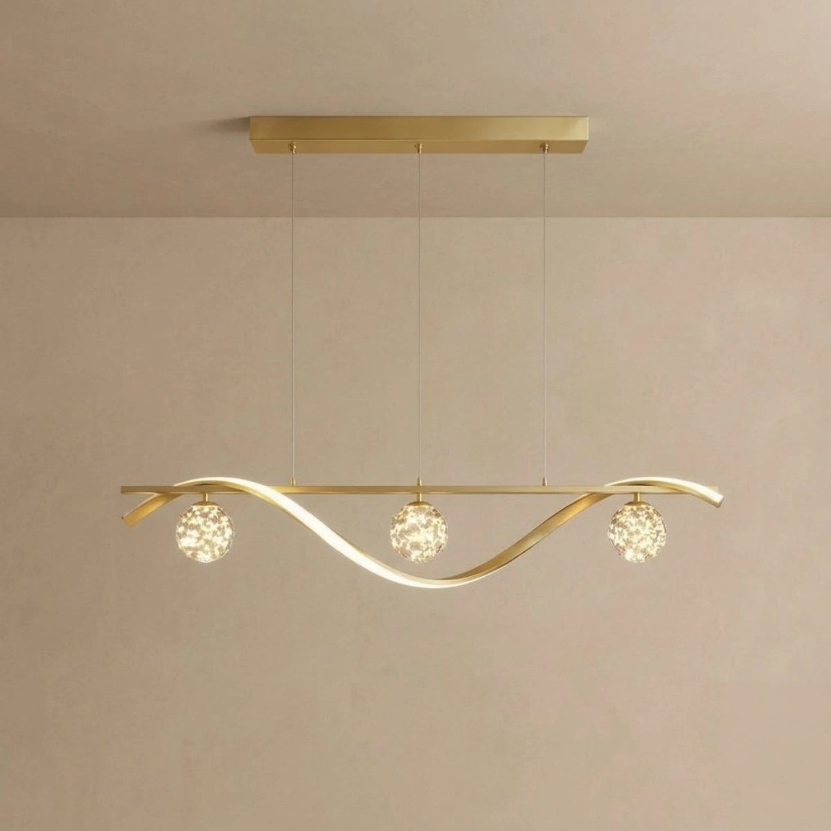 Pendant Light - Black/Gold Metal/Glass for Dining Room