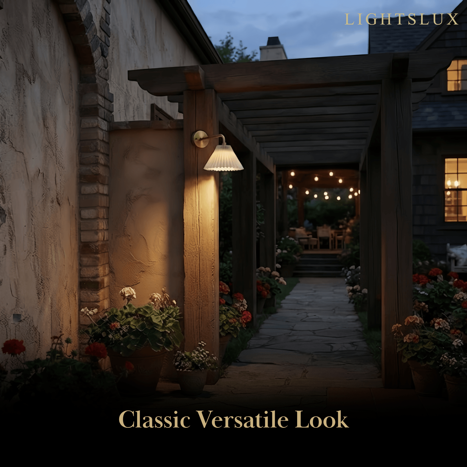 Crema all Lamp--Black or Brass for Outdoor Courtyard