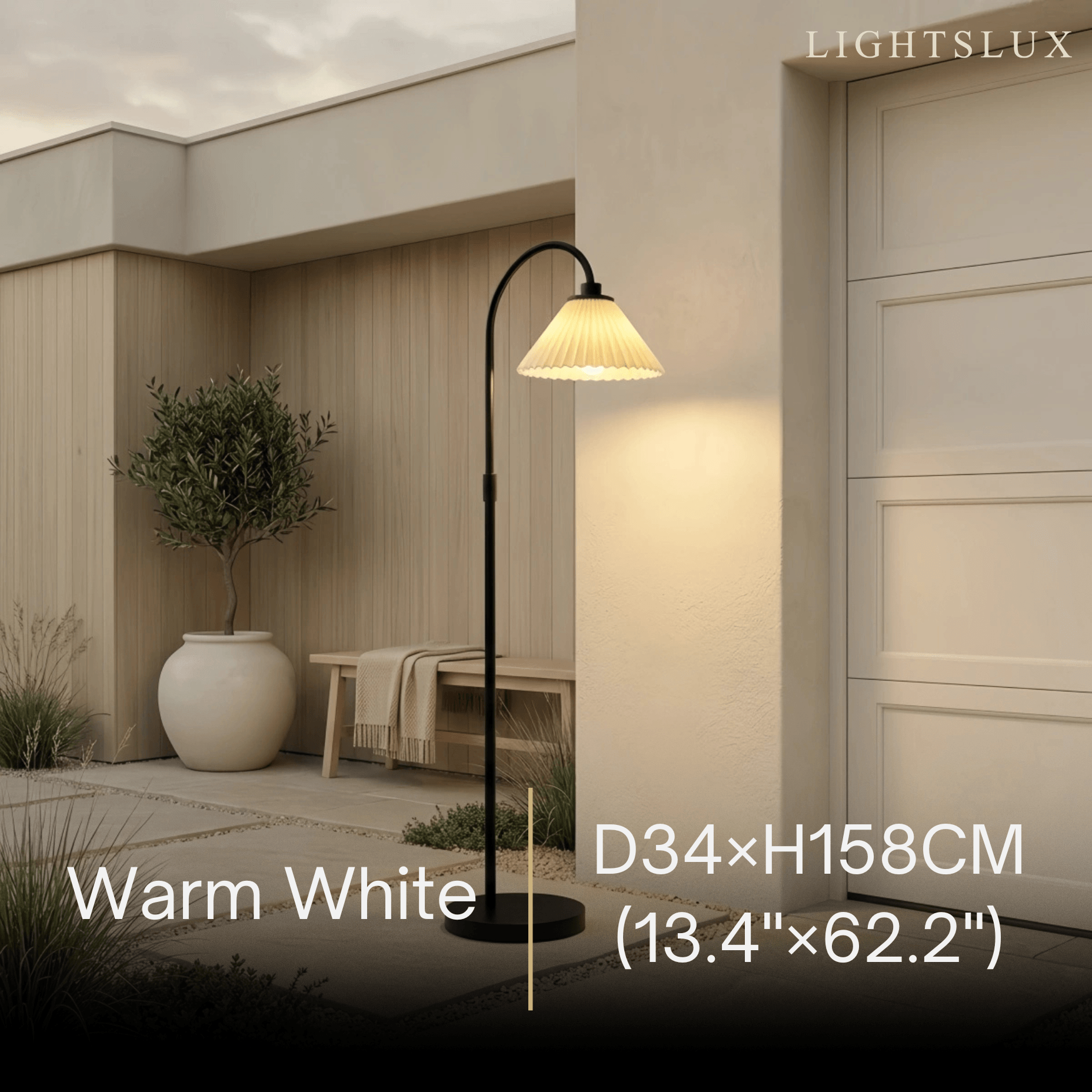Solara Elegant LED Floor Lamp -- Stainless Steel & PC Black Outdoor