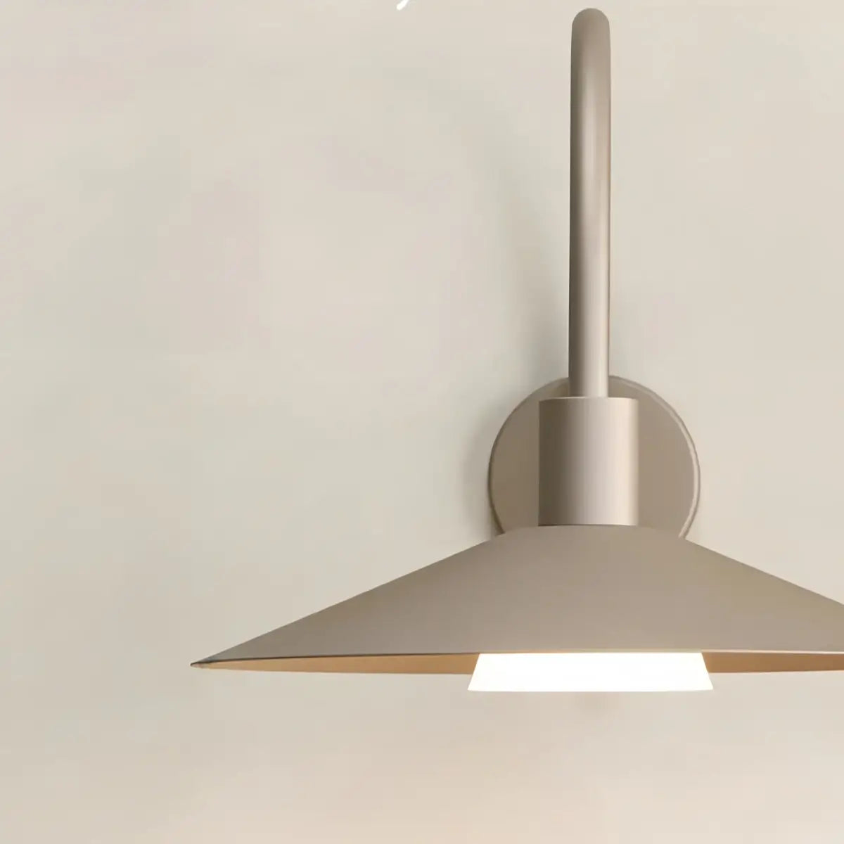 Solara Minimalist Arched Arm Wall Sconce — Stainless Steel Gold/Black for Courtyard Detail