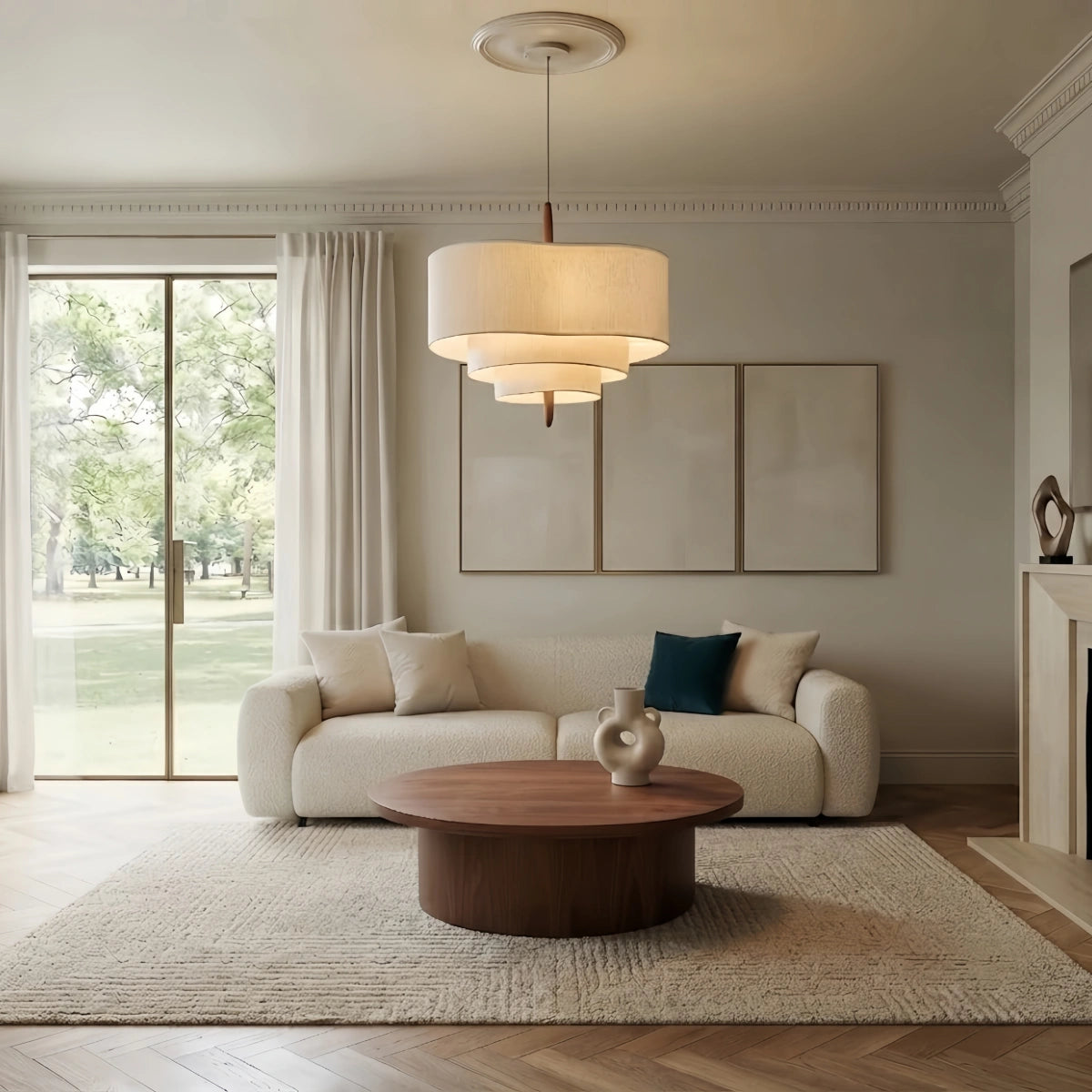 Lámpara Colgante de Tela Moderna Zenno – Blanco o Verde para Comedor