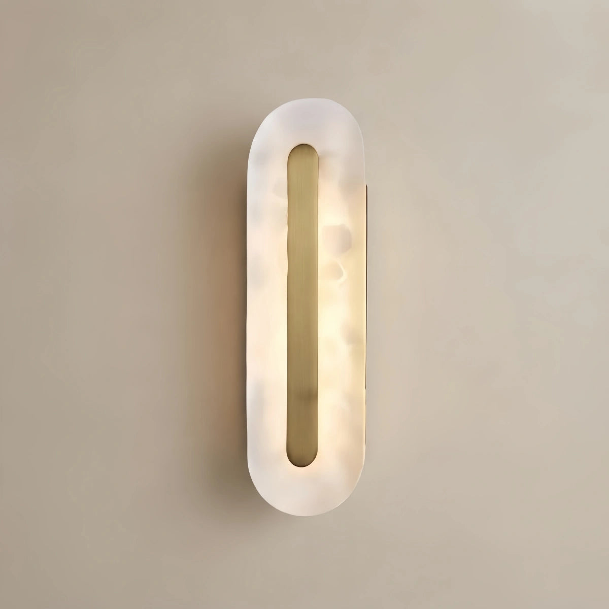 Alba Modern Alabaster Wall Lamp — Brass & White for Living Room