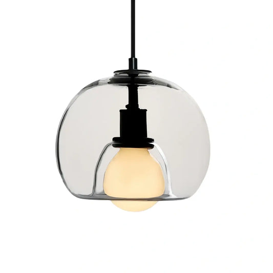 Minimalist Glass Pendant Light – Metal Clear Smoke Cognac