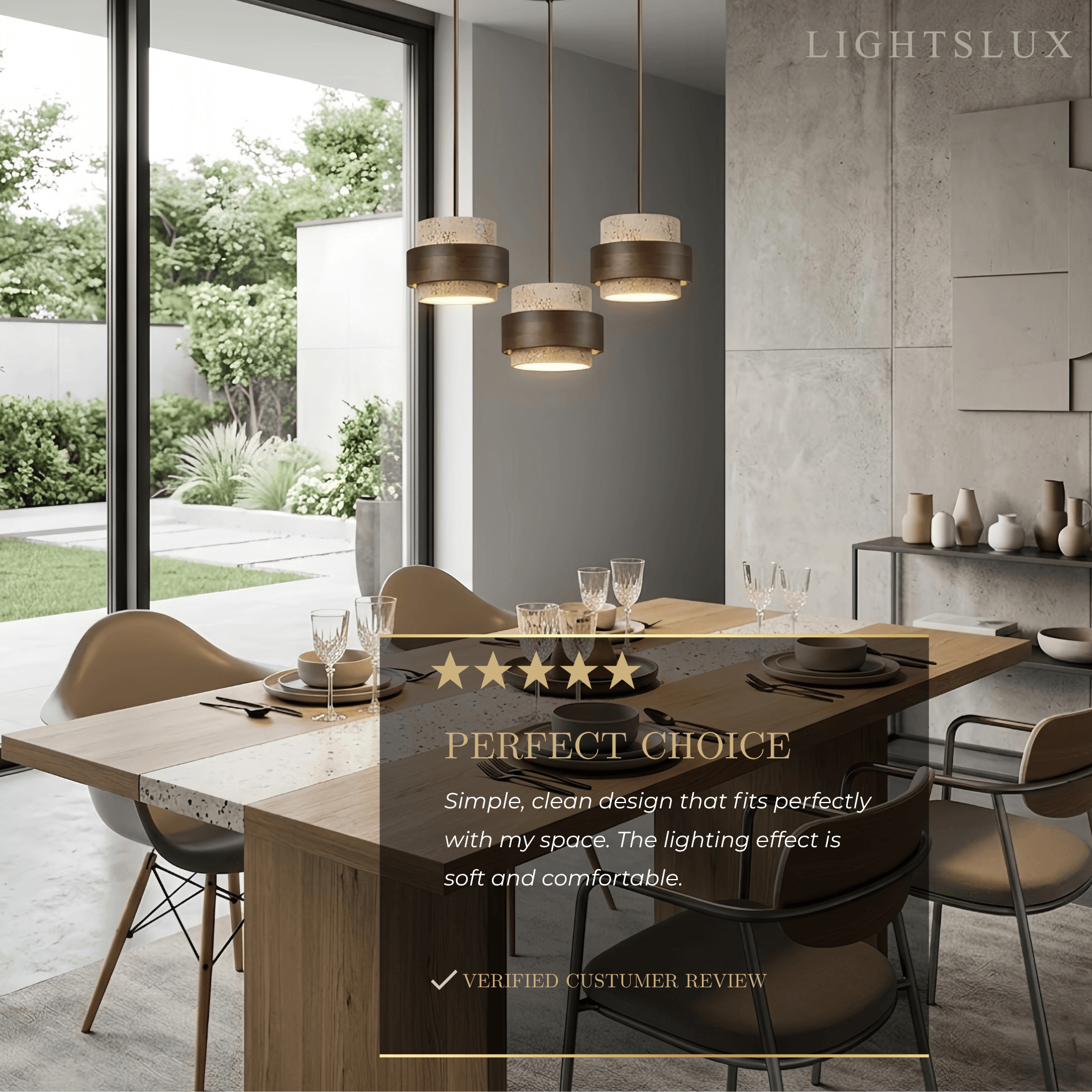 Strata Modern Travertine Pendant Light