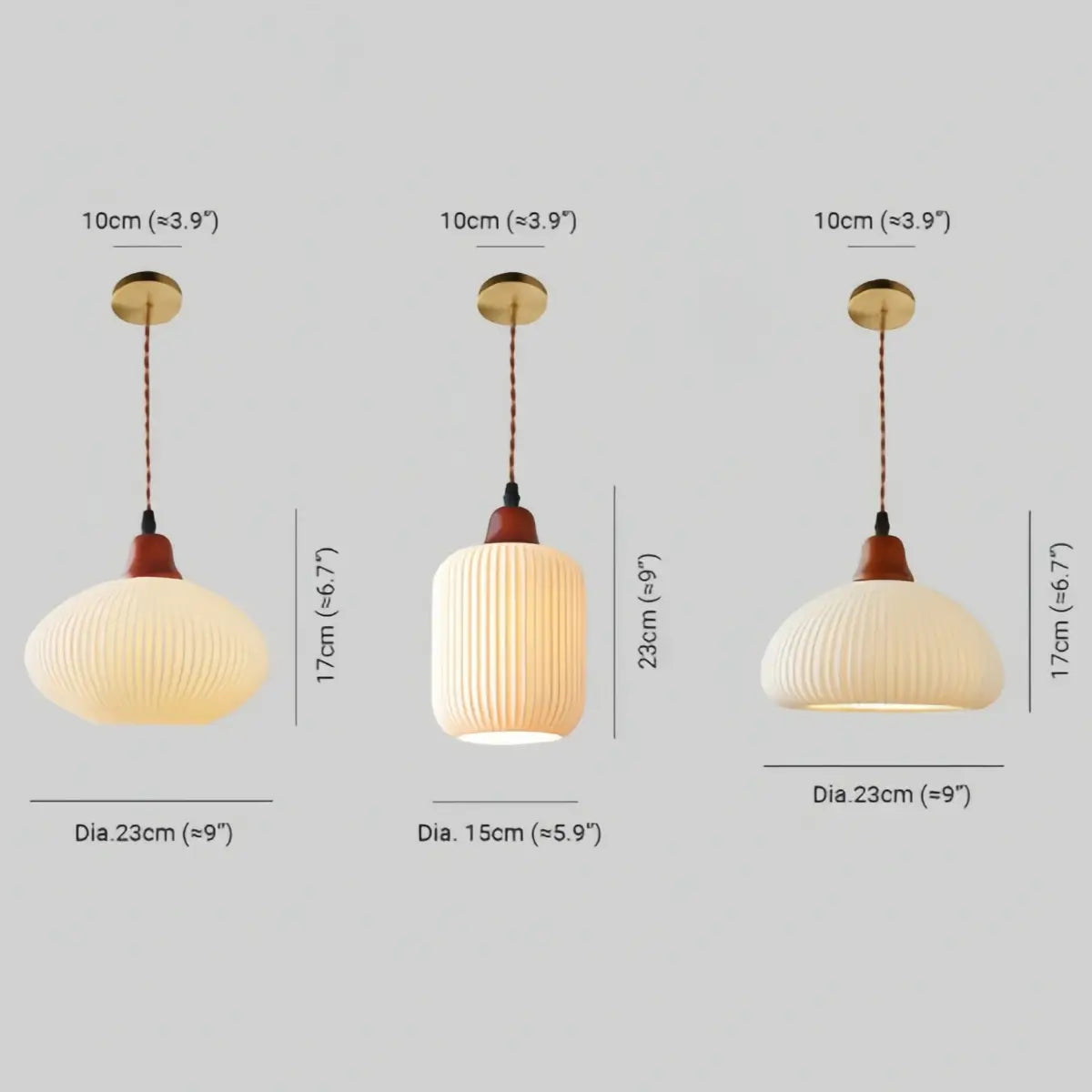 Contemporary Dome Pendant Light – Metal & Ceramic White