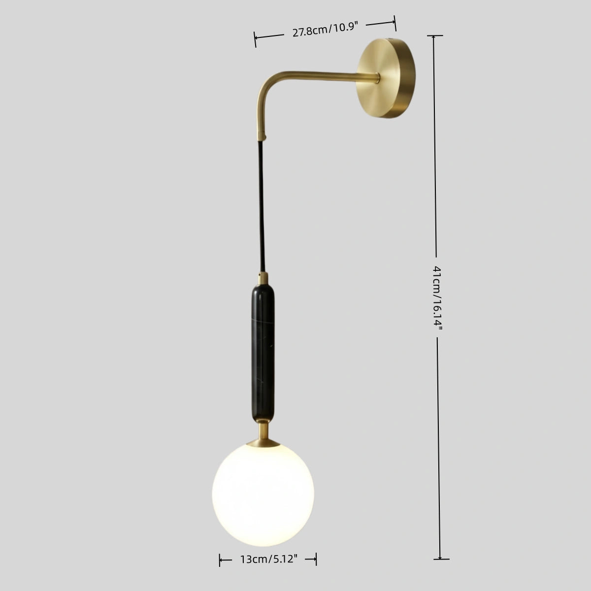 Minimalist Marble Wall Lamp — Glass & Iron with Marble Accent