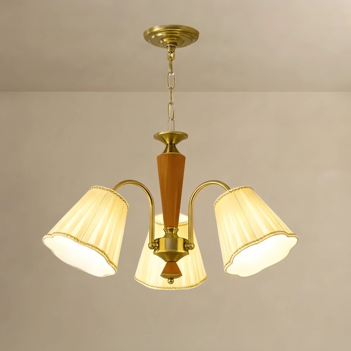 Irondale Modern Ceiling Lingt — Metal, Fabric & Walnut Wood for Dining Room Living Room
