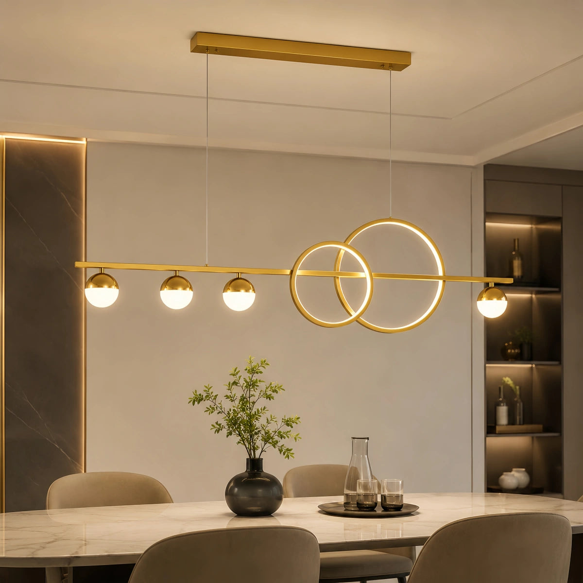 Lámpara colgante de travertino minimalista Strata - Piedra amarilla para isla de cocina, comedor y dormitorio