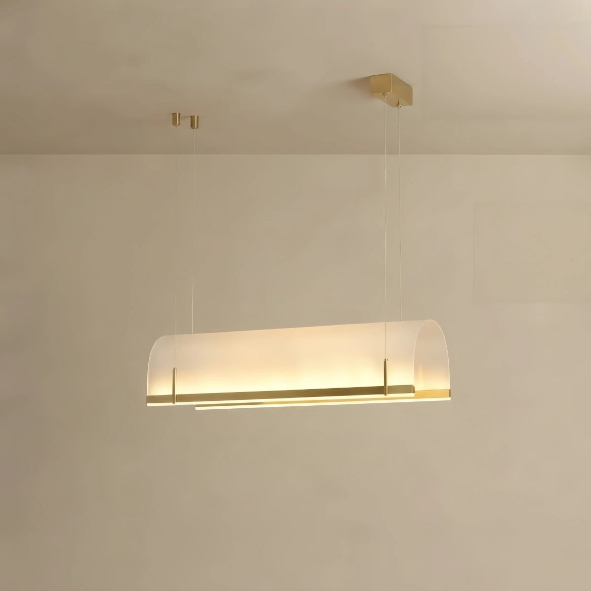 Excelis Minimalist LED Pendant Light — Metal & Acrylic Gold for Dining Room