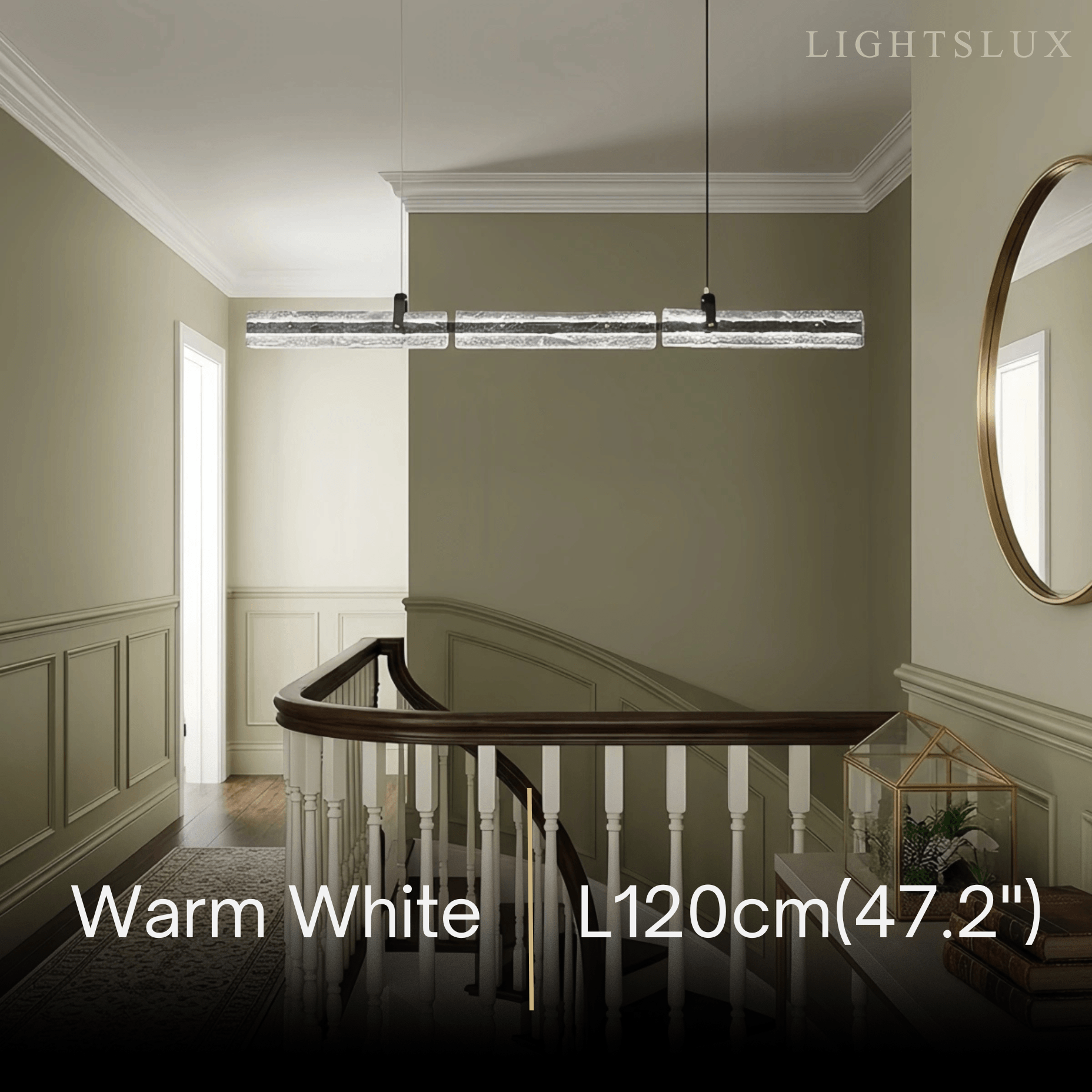 Modern Linear Pendant Light — Metal & Glass for Dining Room Kitchen Island Conference Room Living Room