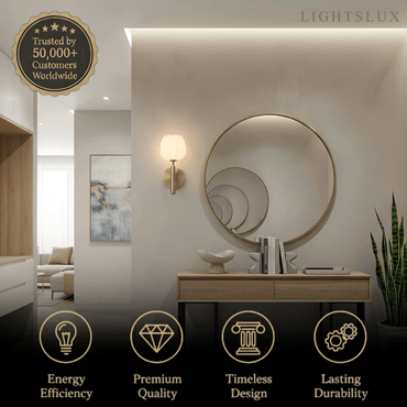 Alba Modern Wall Lamp -- Brass & Alabaster Flowers