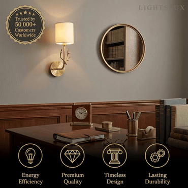 Art Deco Wall Lamp — Brass & Linen White
