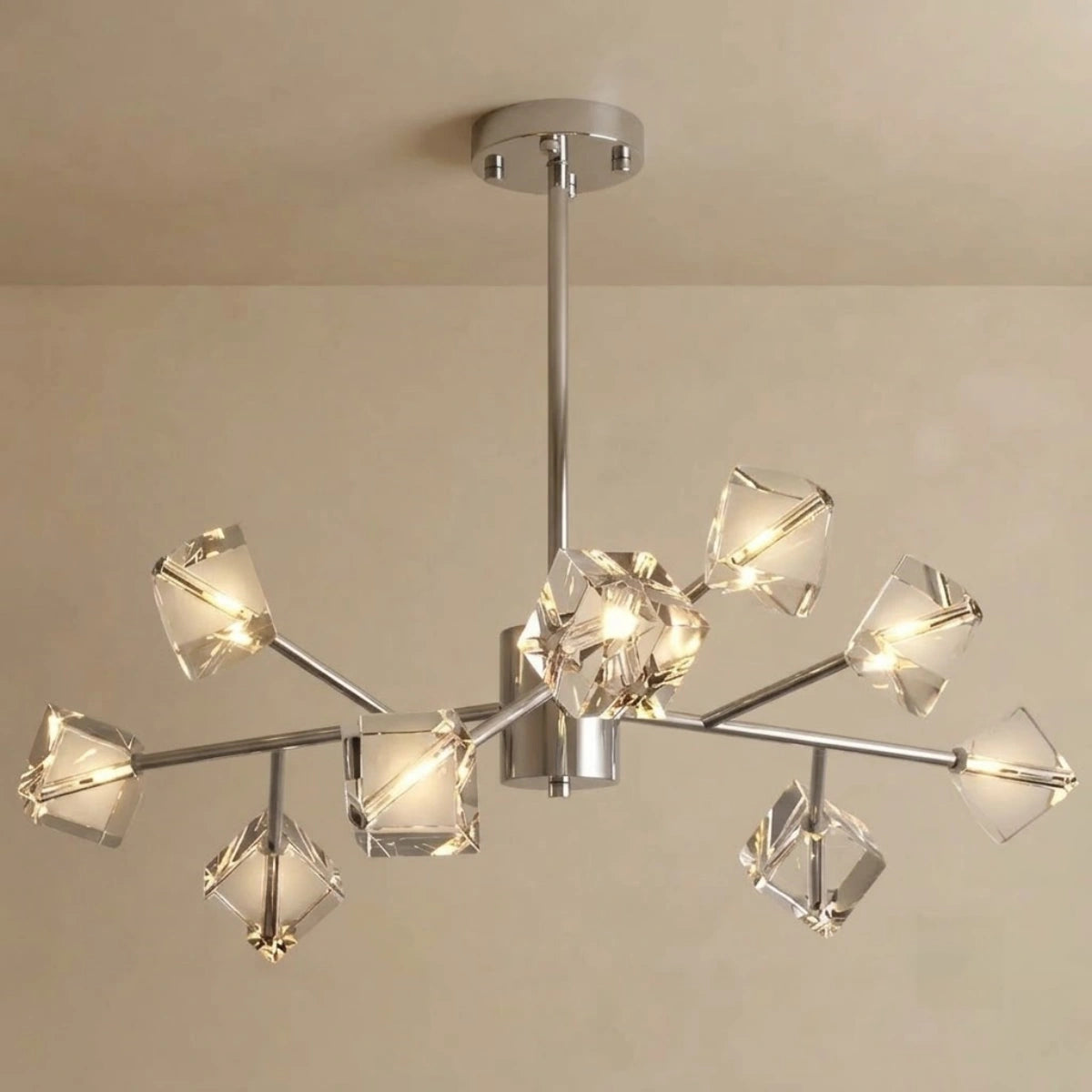 Chandelier – Crystal Cube Chrome for Living Room / Dining Room