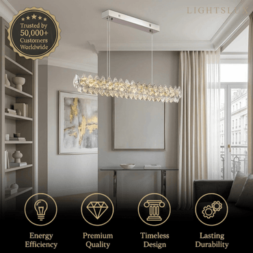 Modern Luxury Pendant Light — Carbon Steel & K9 Crystal Clear
