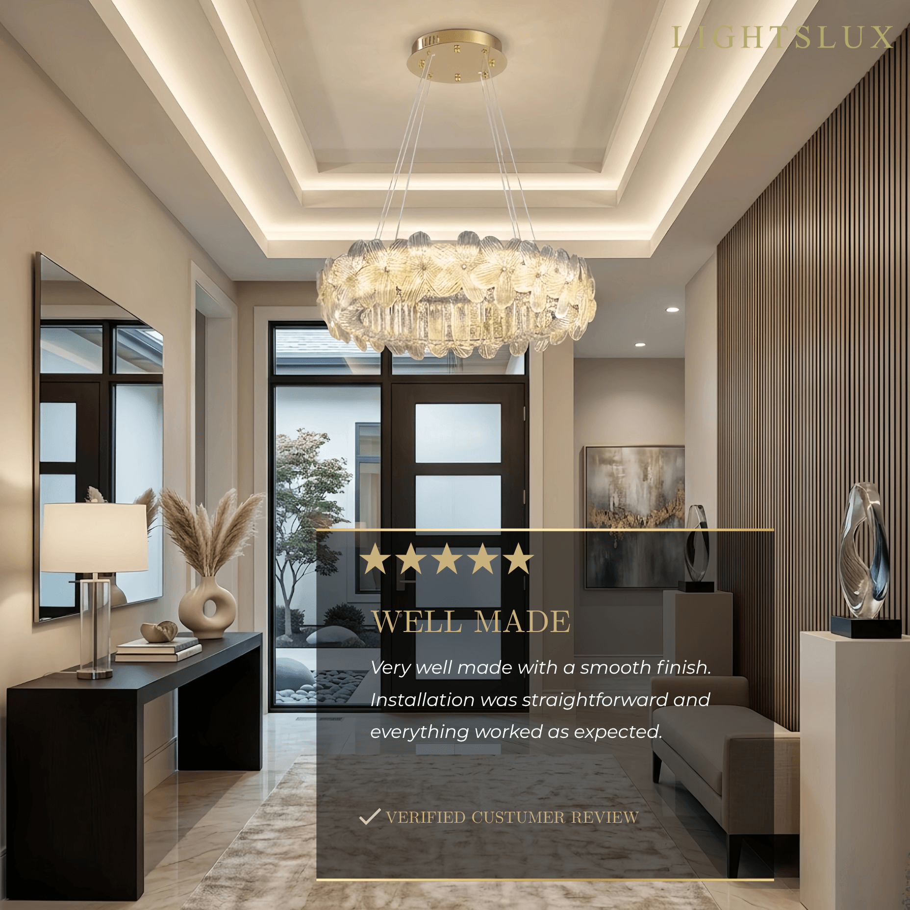 Modern Luxury Crystal Chandelier -- Stainless Steel & Glass