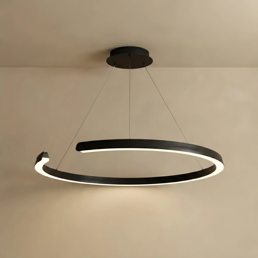 Chandelier – C-Shape Black Aluminum for Living Room / Dining Room
